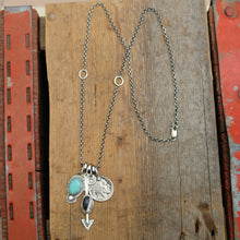 Load image into Gallery viewer, Pilot Mountain Turquoise Pendant + White Buffalo Arrow Pendant Reworked Necklace