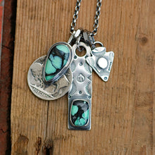 Load image into Gallery viewer, Emerald Rose Variscite Bar Pendant + Arrow Pendant Reworked Necklace