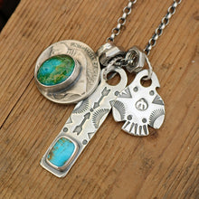 Load image into Gallery viewer, Sierra Bella Turquoise Bar Pendant + Sonoran Mountain Turquoise + Buffalo Nickel Reworked Necklace
