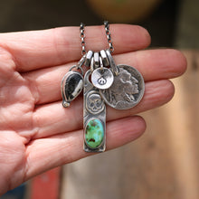 Load image into Gallery viewer, Sonoran Mountain turquoise Bar Pendant + White Buffalo Pendant Reworked Necklace