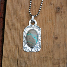 Load image into Gallery viewer, Carico Lake Turquoise + Sterling Silver Dog Tag Necklace