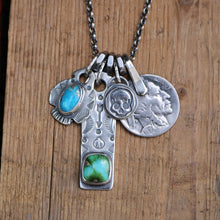 Load image into Gallery viewer, Sonoran mountain turquoise Bar Pendant + Sierra Bella Turquoise Thunderbird Reworked Necklace