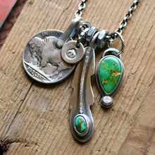 Load image into Gallery viewer, Sonoran Mountain turquoise Feather + Pendant Reworked Necklace