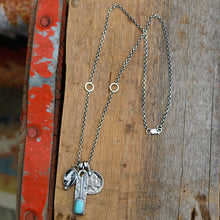 Load image into Gallery viewer, Pilot Mountain turquoise Bar Pendant + White Buffalo Pendant Reworked Necklace