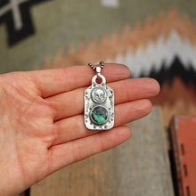 Load image into Gallery viewer, Rose Emerald Variscite + Sterling Silver Skull Dog Tag Necklace