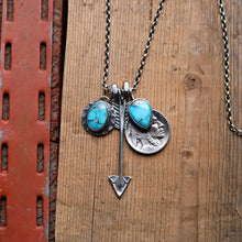 Load image into Gallery viewer, Blue Bird turquoise Pendant + Nickel Reworked Necklace