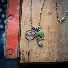 Load image into Gallery viewer, Sonoran Mountain turquoise Feather + Pendant Reworked Necklace