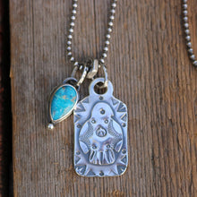 Load image into Gallery viewer, Sterling Silver Thunderbird Dog Tag + Sierra Bella turquoise Necklace