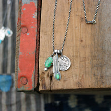 Load image into Gallery viewer, Sonoran Mountain turquoise Feather Pendant + Nickel Reworked Necklace