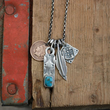 Load image into Gallery viewer, Bandits Mine turquoise bar pendant + thunderbird Reworked Necklace