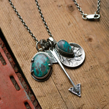 Load image into Gallery viewer, Apache Nugget turquoise Pendant + Nickel Reworked Necklace
