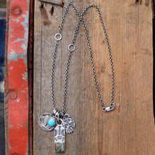 Load image into Gallery viewer, Royston Ribbon turquoise Bar Pendant + Thunderbird Reworked Necklace