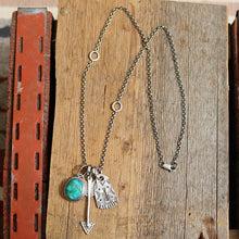 Load image into Gallery viewer, Sonoran Mountain turquoise Pendant + Sterling Silver Thunderbird Reworked Necklace