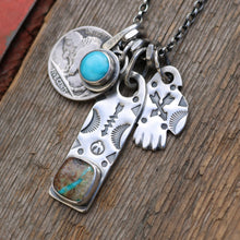 Load image into Gallery viewer, Royston Ribbon turquoise Bar Pendant + Thunderbird Reworked Necklace