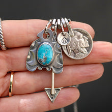 Load image into Gallery viewer, Sierra Bella Turquoise Thunderbird + Arrow Pendant Reworked Necklace