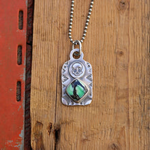 Load image into Gallery viewer, Rose Emerald Variscite + Sterling Silver Skull Dog Tag Necklace