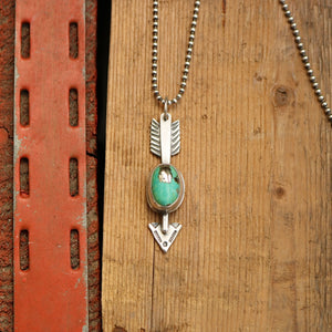 Sterling Silver + Nacozari Turquoise with Pyrite Arrow Necklace