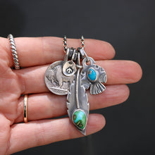 Load image into Gallery viewer, Sonoran Mountain turquoise Feather + Sierra Bella Turquoise Thunderbird Reworked Necklace