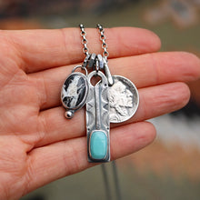 Load image into Gallery viewer, Pilot Mountain turquoise Bar Pendant + White Buffalo Pendant Reworked Necklace