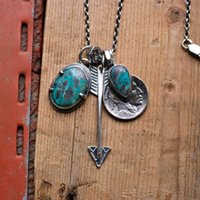 Load image into Gallery viewer, Apache Nugget turquoise Pendant + Nickel Reworked Necklace