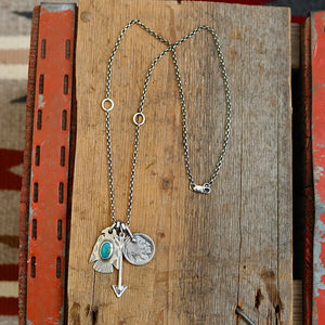 Bandits Mine turquoise Thunderbird + Arrow Reworked Necklace