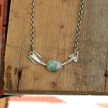 Load image into Gallery viewer, Sterling Silver + Carico Lake Turquoise Arrow Necklace
