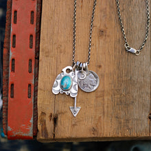 Load image into Gallery viewer, Sierra Bella Turquoise Thunderbird + Arrow Pendant Reworked Necklace
