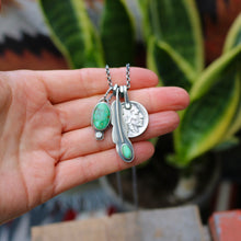 Load image into Gallery viewer, Sonoran Mountain turquoise Feather Pendant + Nickel Reworked Necklace