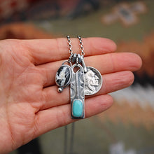 Load image into Gallery viewer, Pilot Mountain turquoise Bar Pendant + White Buffalo Pendant Reworked Necklace