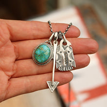 Load image into Gallery viewer, Sonoran Mountain turquoise Pendant + Sterling Silver Thunderbird Reworked Necklace
