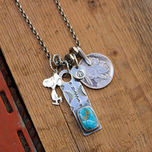 Load image into Gallery viewer, VINTAGE Snoopy with Sierra Bella turquoise Bar Pendant Reworked Necklace