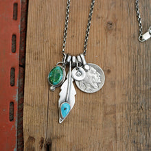 Load image into Gallery viewer, Sonoran Mountain Turquoise Pendant + Sierra Bella Turquoise Feather Pendant Reworked Necklace