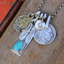 Load image into Gallery viewer, Sierra Bella turquoise Bar Pendant + Thunderbird Reworked Necklace