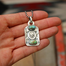 Load image into Gallery viewer, Pilot Mountain turquoise + Sterling Silver Skull Dog Tag Necklace