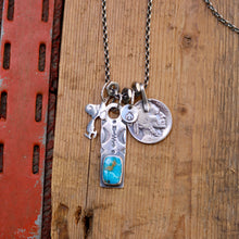 Load image into Gallery viewer, VINTAGE Snoopy with Sierra Bella turquoise Bar Pendant Reworked Necklace