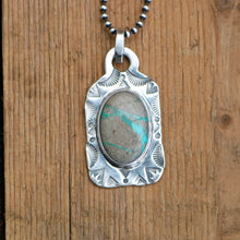 Load image into Gallery viewer, Carico Lake Turquoise + Sterling Silver Dog Tag Necklace