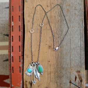 Pilot Mountain turquoise Thunderbird + Turquoise Mountain Pendant Reworked Necklace