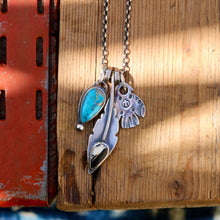 Load image into Gallery viewer, White Buffalo Feather Pendant + Sierra Bella Turquoise Pendant Reworked Necklace