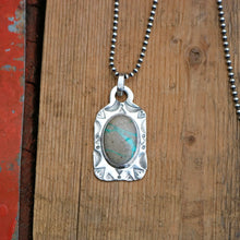 Load image into Gallery viewer, Carico Lake Turquoise + Sterling Silver Dog Tag Necklace