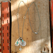 Load image into Gallery viewer, Kingman turquoise Nickel + Thunderbird Reworked Necklace