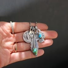 Load image into Gallery viewer, Sonoran Mountain turquoise Feather + Sierra Bella Turquoise Thunderbird Reworked Necklace