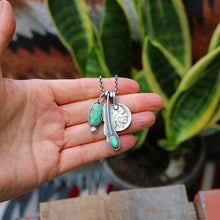 Load image into Gallery viewer, Sonoran Mountain turquoise Feather Pendant + Nickel Reworked Necklace
