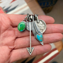 Load image into Gallery viewer, Sonoran Mountain turquoise Pendant + Blue Bird turquoise Feather Reworked Necklace