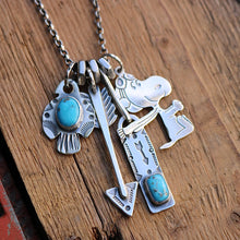Load image into Gallery viewer, VINTAGE Snoopy with Sierra Bella turquoise Bar Pendant + Thunderbird Reworked Necklace