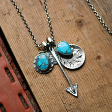 Load image into Gallery viewer, Blue Bird turquoise Pendant + Nickel Reworked Necklace