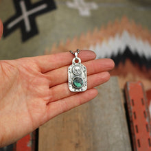 Load image into Gallery viewer, Rose Emerald Variscite + Sterling Silver Skull Dog Tag Necklace