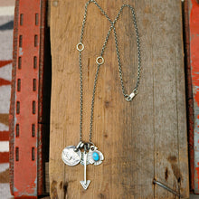 Load image into Gallery viewer, Kings Manassa turquoise Thunderbird + Buffalo Nickel Reworked Necklace