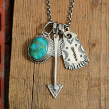 Load image into Gallery viewer, Sonoran Mountain turquoise Pendant + Sterling Silver Thunderbird Reworked Necklace