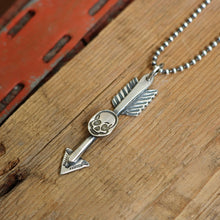 Load image into Gallery viewer, Sterling Silver Skull + Arrow Necklace