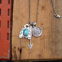 Load image into Gallery viewer, Sierra Bella Turquoise Thunderbird + Arrow Pendant Reworked Necklace